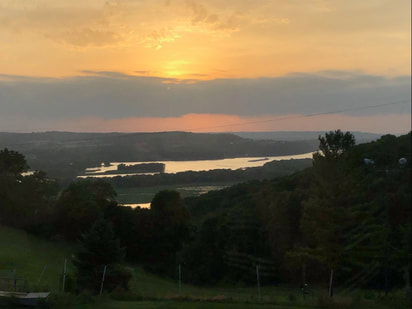 Sunset view of hills and Mississippi River